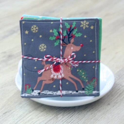Set Of Four Christmas Coasters With Fun Pictures