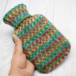 Hand Knitted Hot Water Bottle Cover - Multicolour Christmas