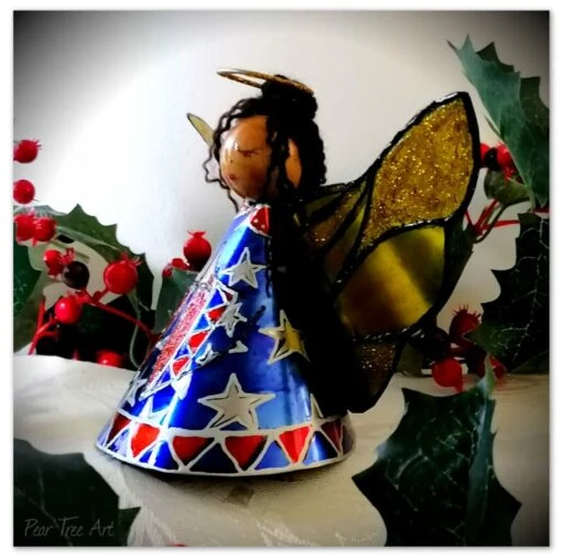 Large: Blue Tin Angel Christmas Tree Topper -Christmas Homeware & Accessories Shop featureditemlargei 99