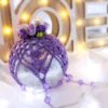Silver And Purple Crochet Lace Vintage Style Christmas Bauble, L4