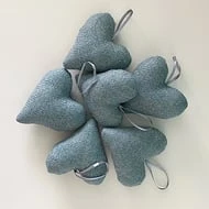 Blue Christmas Padded Heart Decorations