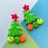 Christmas Tree Earrings, Polymer Clay Christmas Tree Earrings, Sparkly Tree