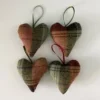 Dark Green Christmas Padded Heart Decorations