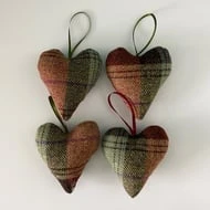 Dark Green Christmas Padded Heart Decorations