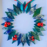 Blue Spruce Glass Christmas Wreath - Fused Glass