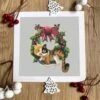 Christmas Cat On A Wreath Art Print