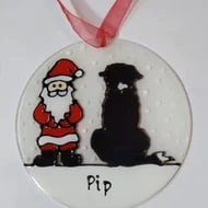 Border Collie Christmas Sun Catcher Decoration.